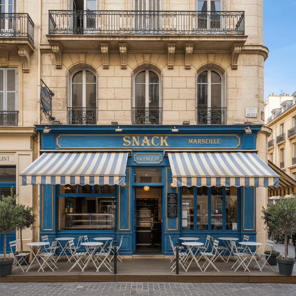Snack 200m² à Marseille : terrasse - licence IV