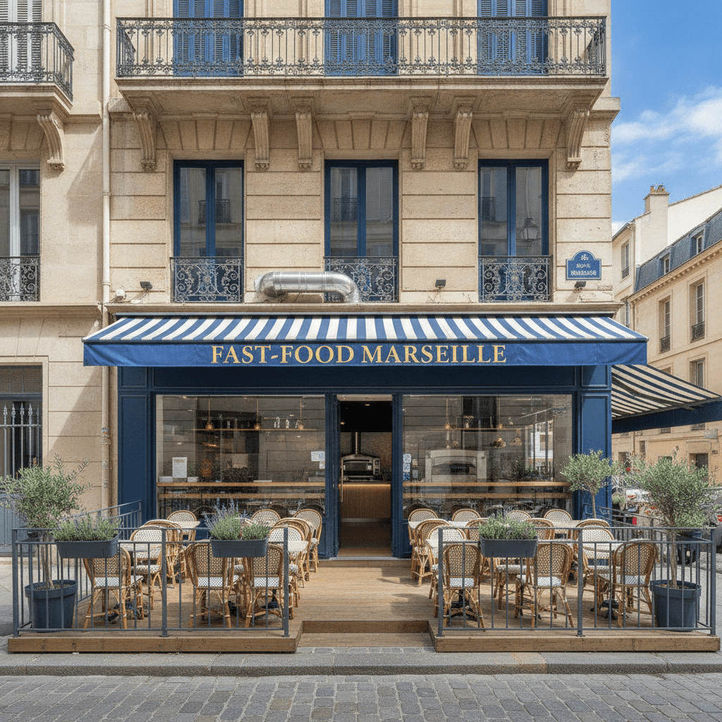 Fast-food 35m² à Marseille : terrasse - extraction
