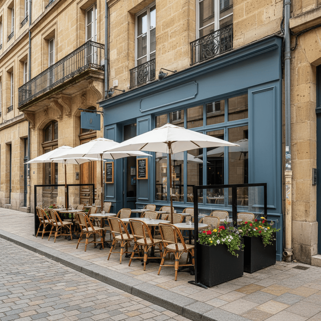 Restaurant 67m² à Bordeaux : terrasse - extraction