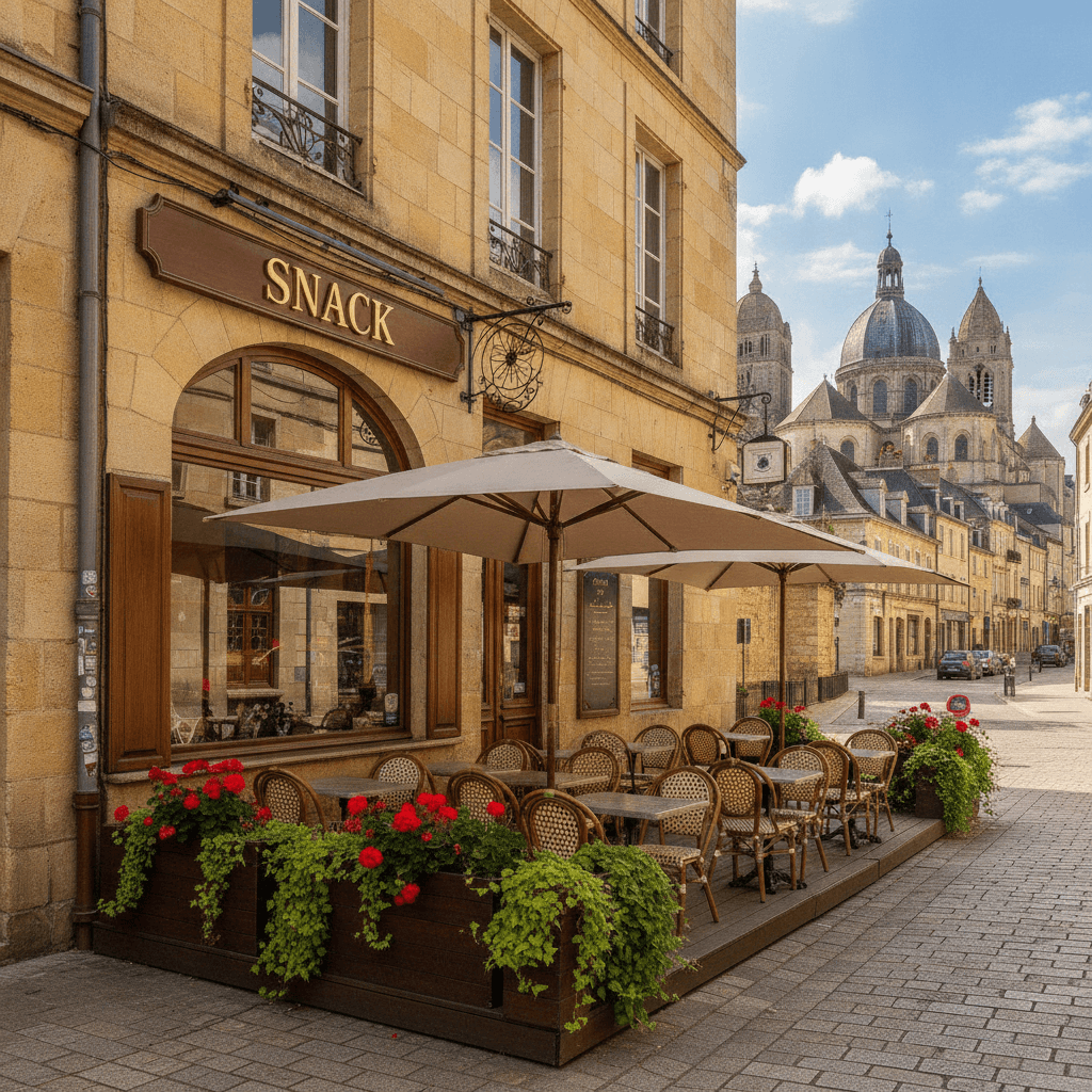 Snack 80m² à Périgueux : terrasse - licence IV