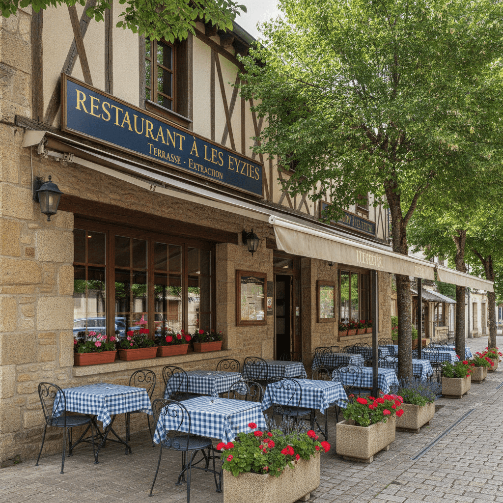 Restaurant à Les Eyzies : terrasse - extraction - Image 1
