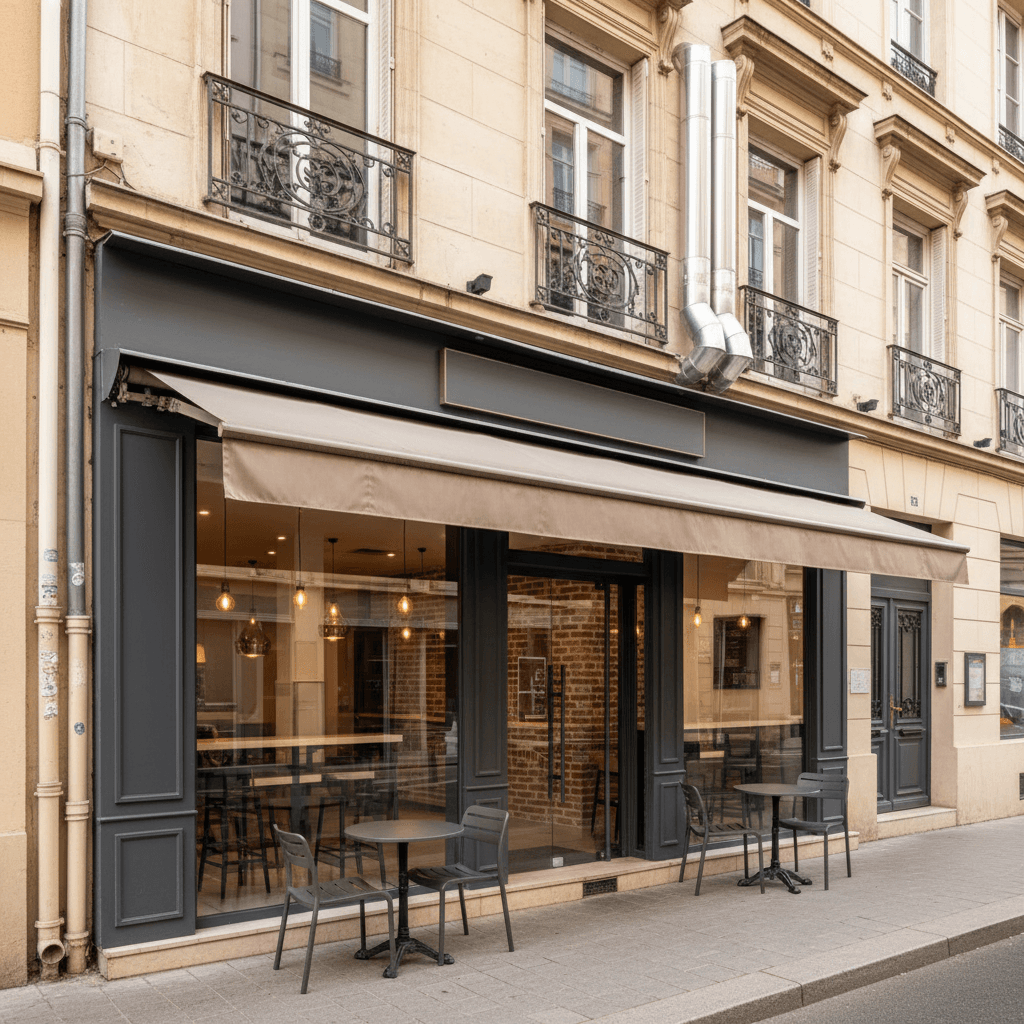 Fast-food 70m² à Lyon : terrasse - extraction