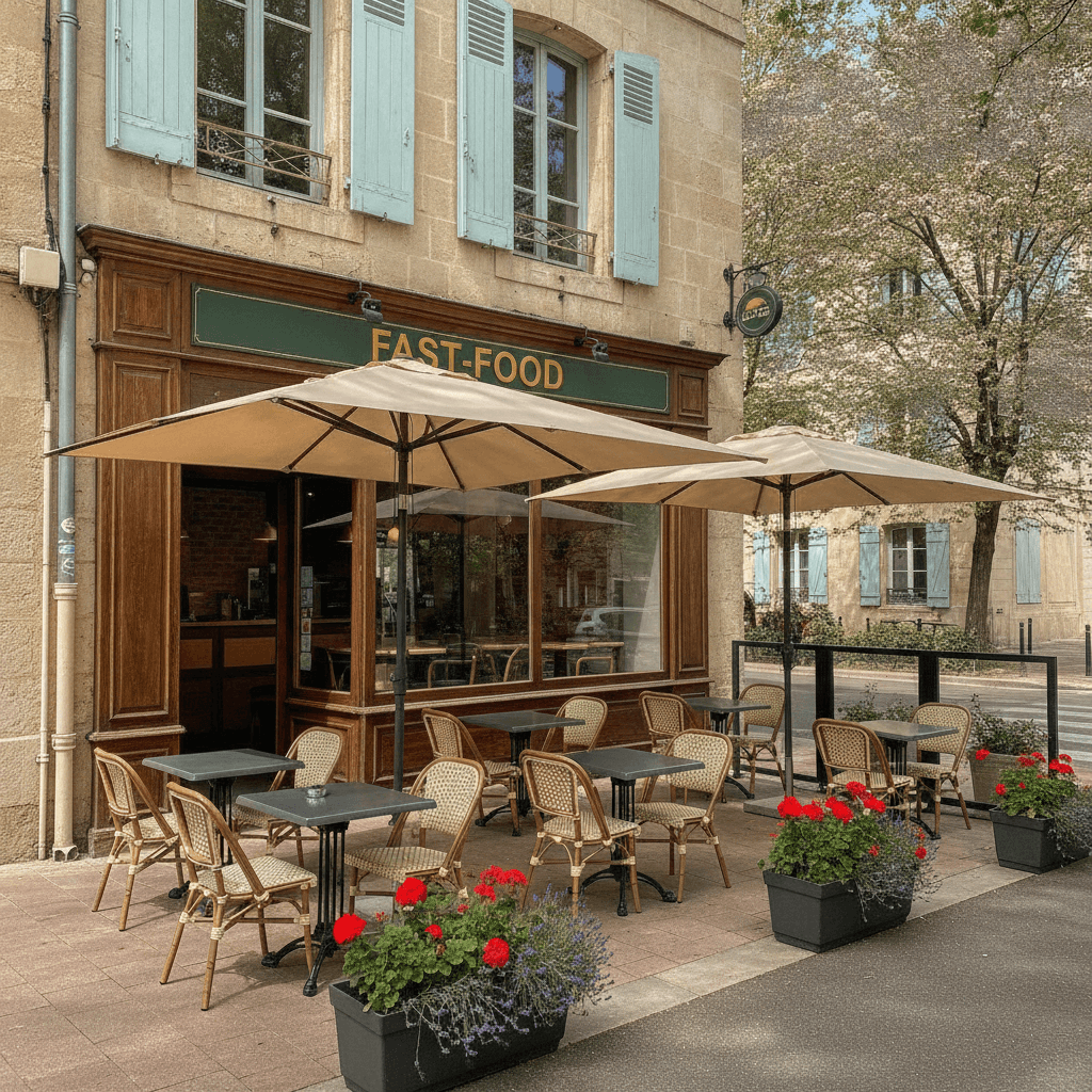 Fast-food 57m² à Montpellier : terrasse - licence IV