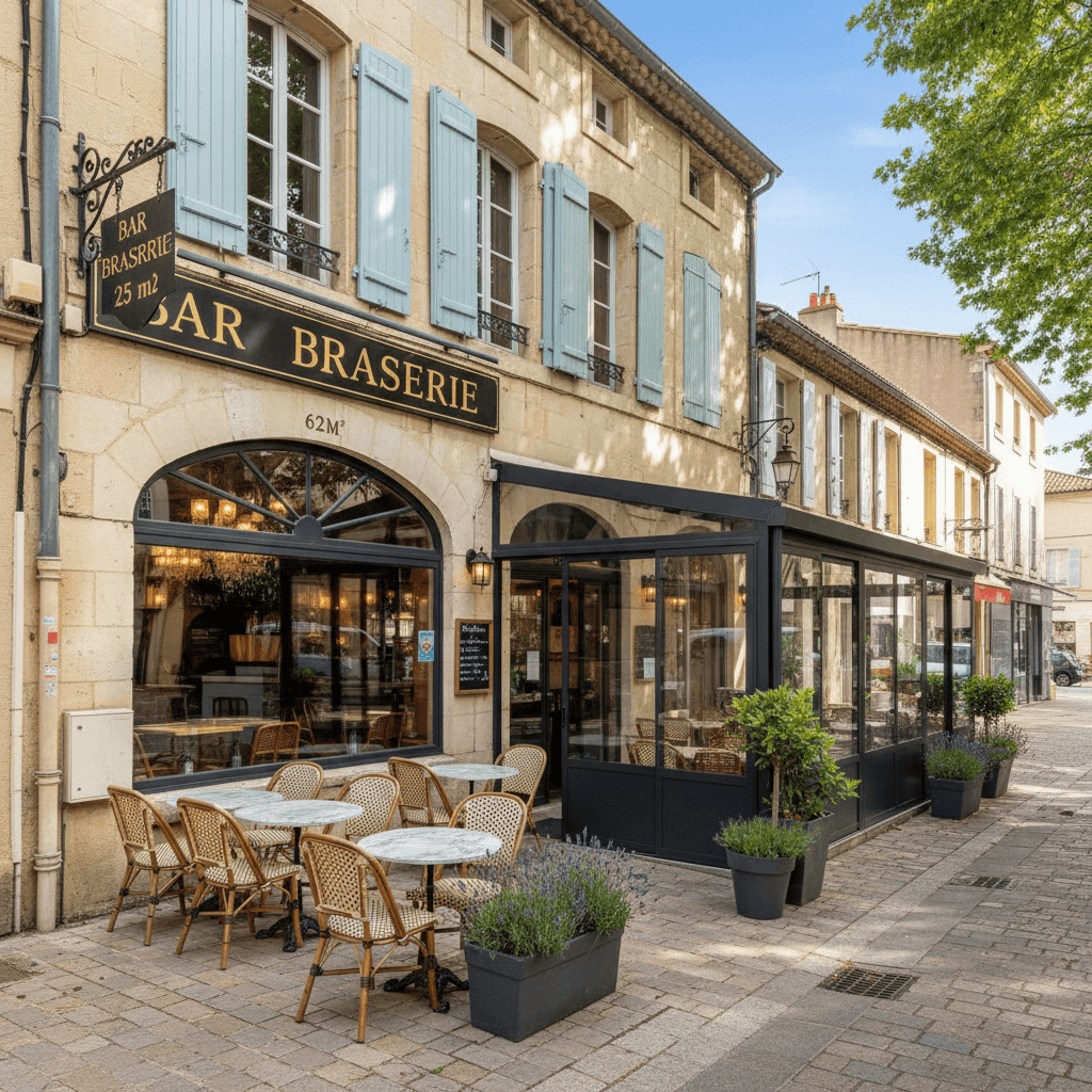 Bar-brasserie 62m² à Pertuis : terrasse - licence IV