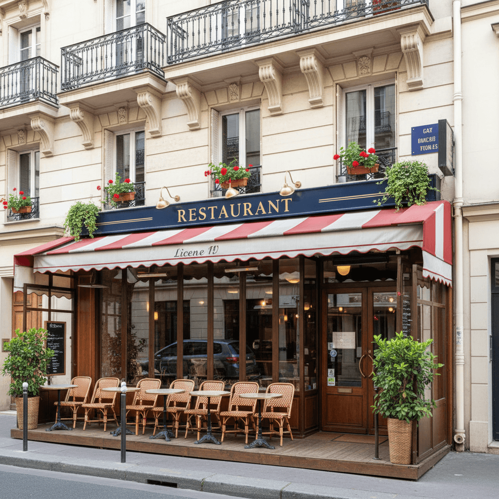Restaurant 10 couverts à Paris : terrasse - licence IV