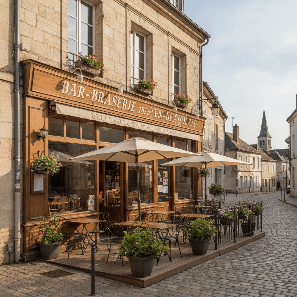 Bar-brasserie 187m² à Belleville-En-Beaujolais : terrasse - licence IV - Image 1
