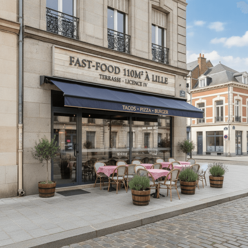 Fast-food 110m² à Lille : terrasse - licence IV