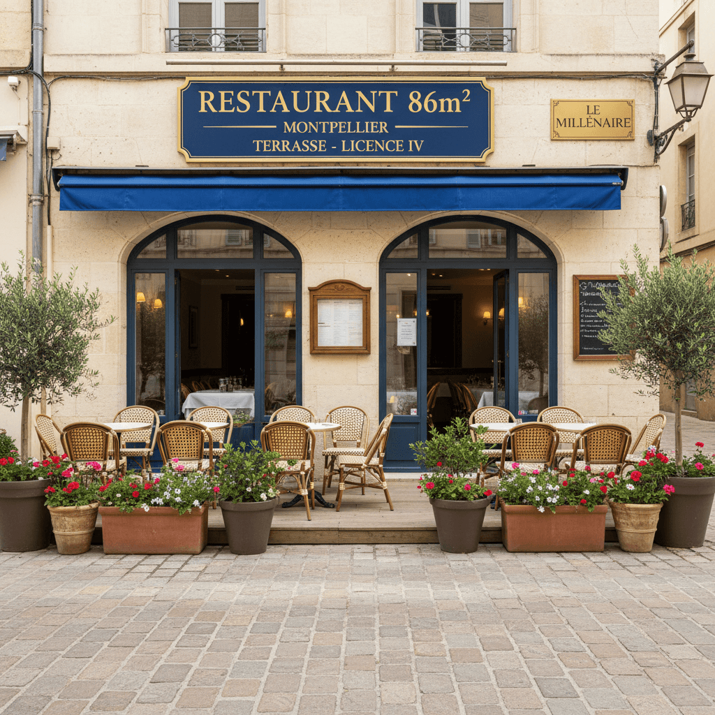 Restaurant 86m² à Montpellier : terrasse - licence IV