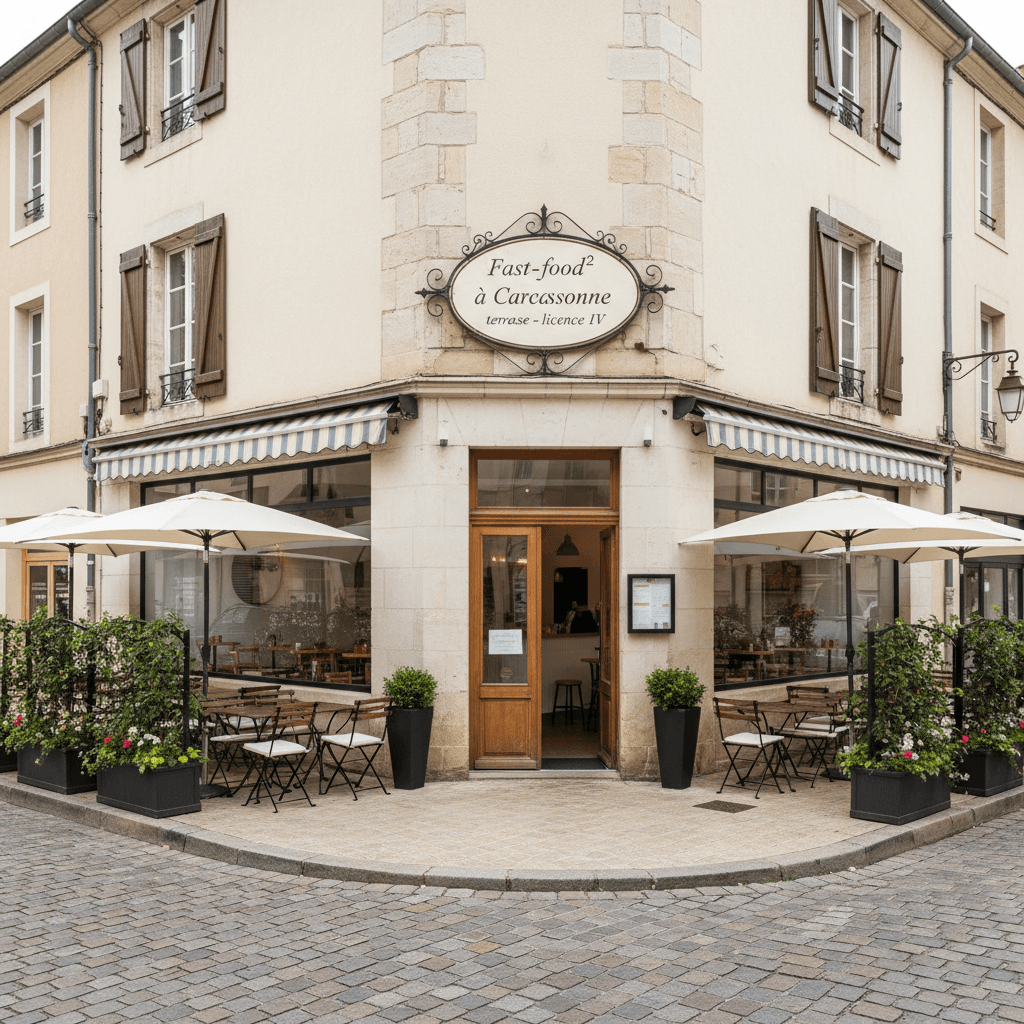 Fast-food 235m² à Carcassonne : terrasse - licence IV