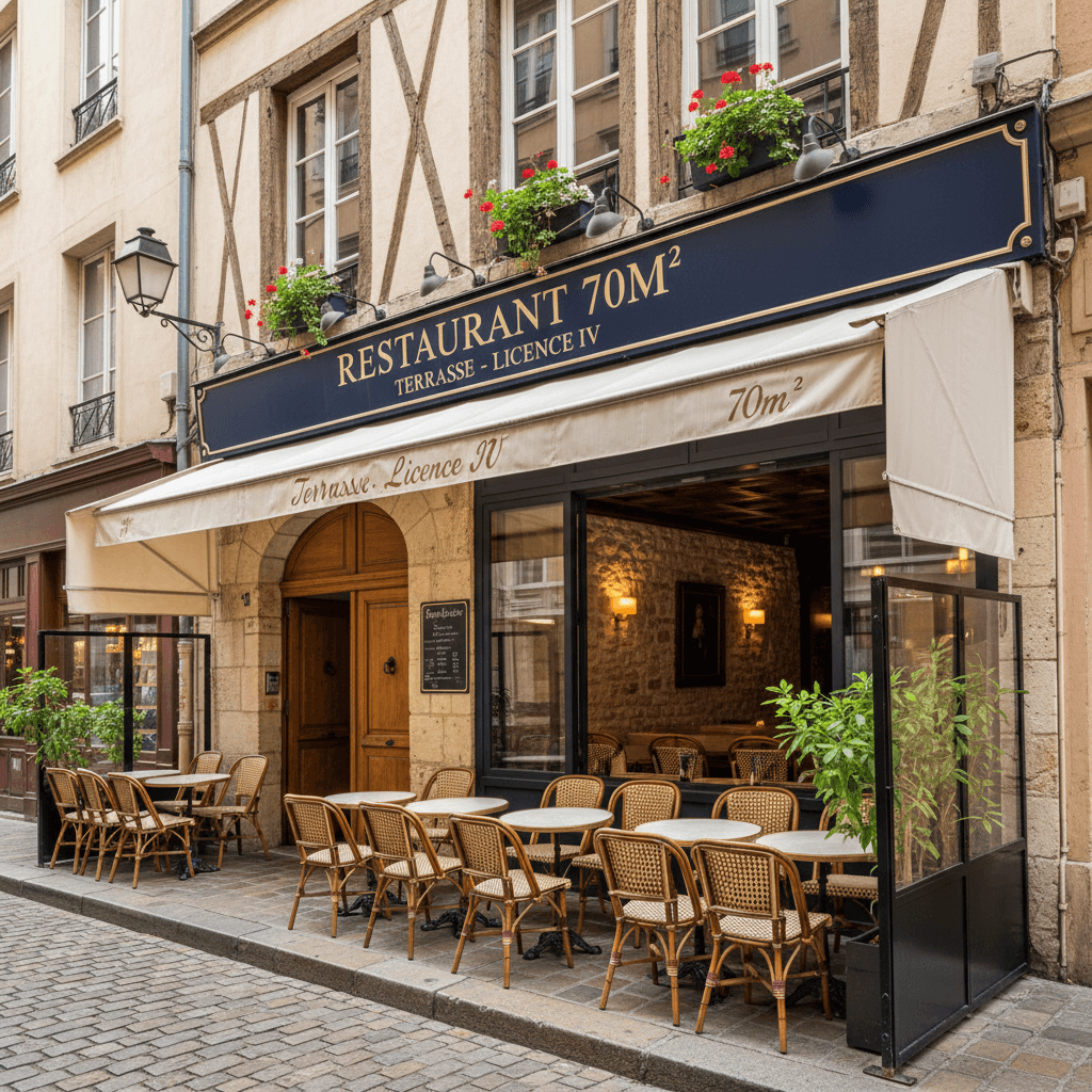 Restaurant 70m² à Lyon : terrasse - licence IV