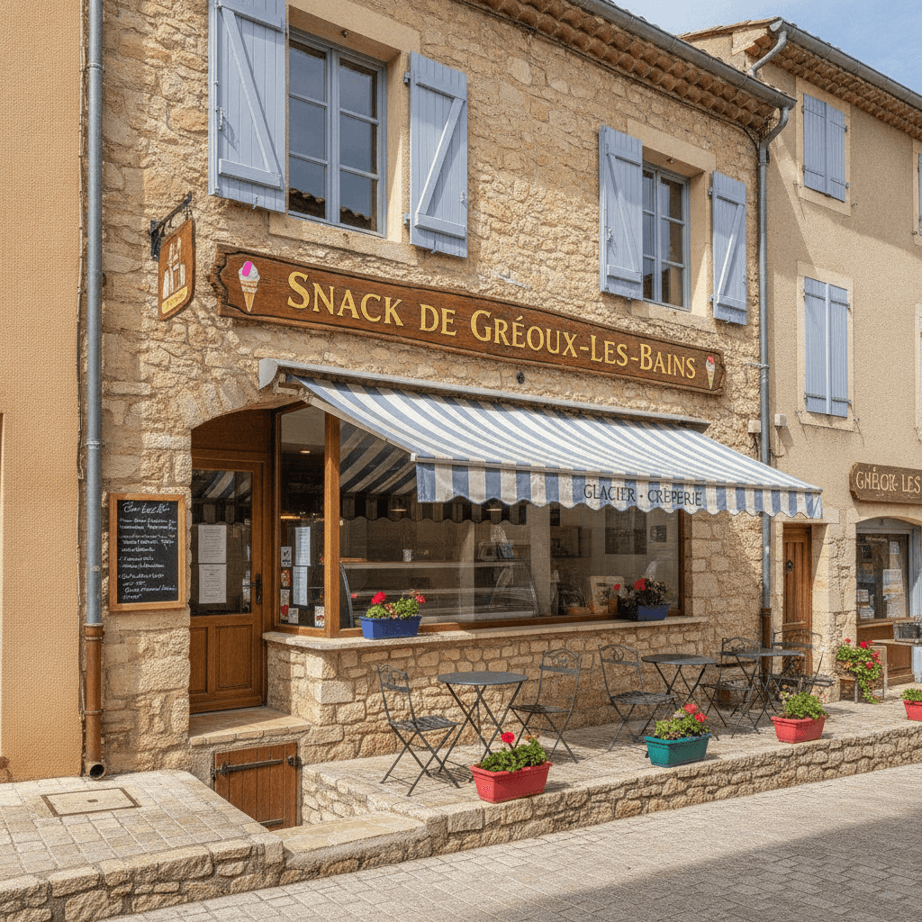 Snack à Gréoux-Les-Bains : terrasse - cave/réserve - Image 1