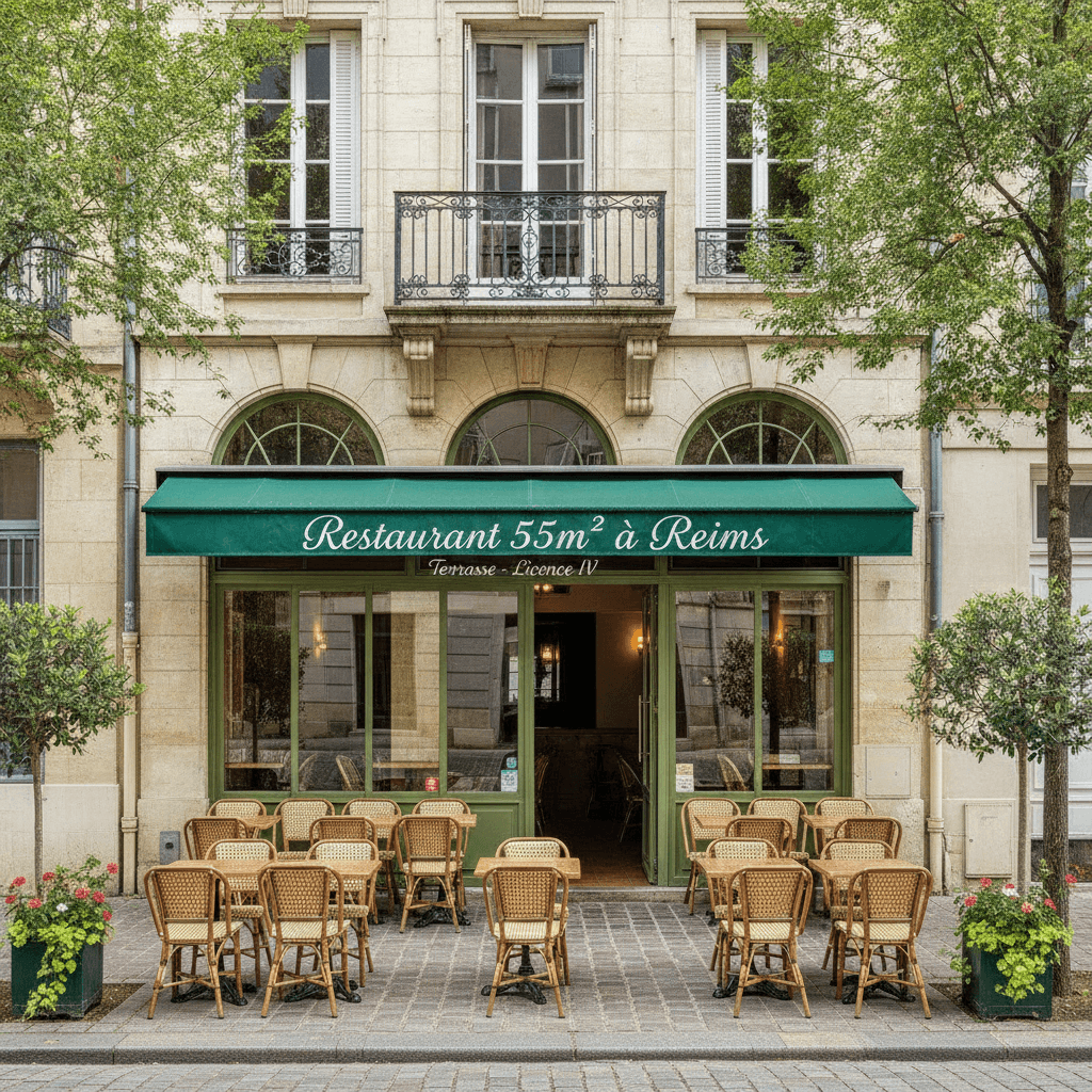 Restaurant 55m² à Reims : terrasse - licence IV