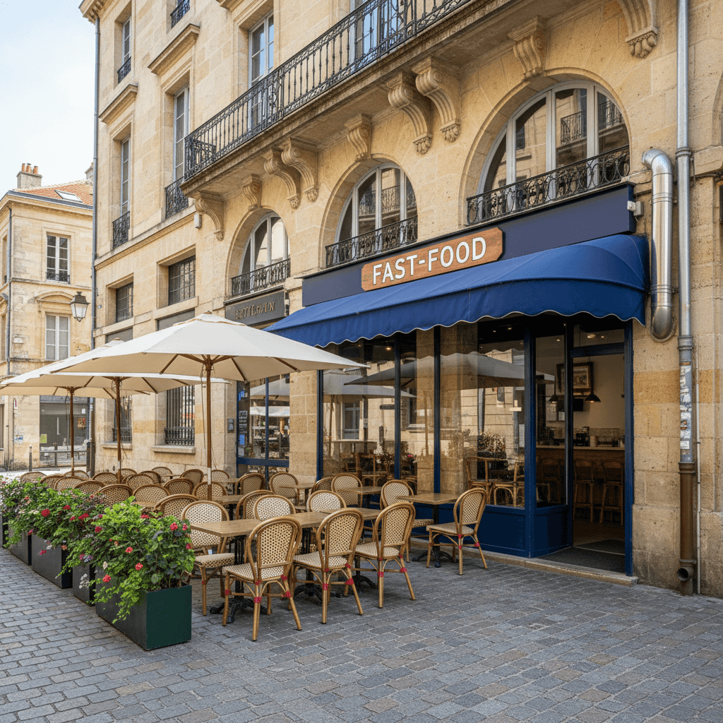 Fast-food 70m² à Bordeaux : terrasse - extraction