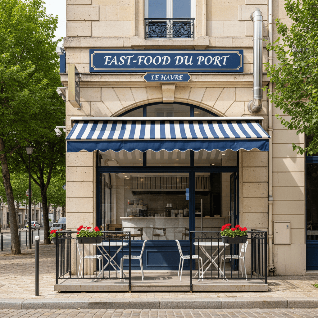 Fast-food à Le Havre : terrasse - extraction