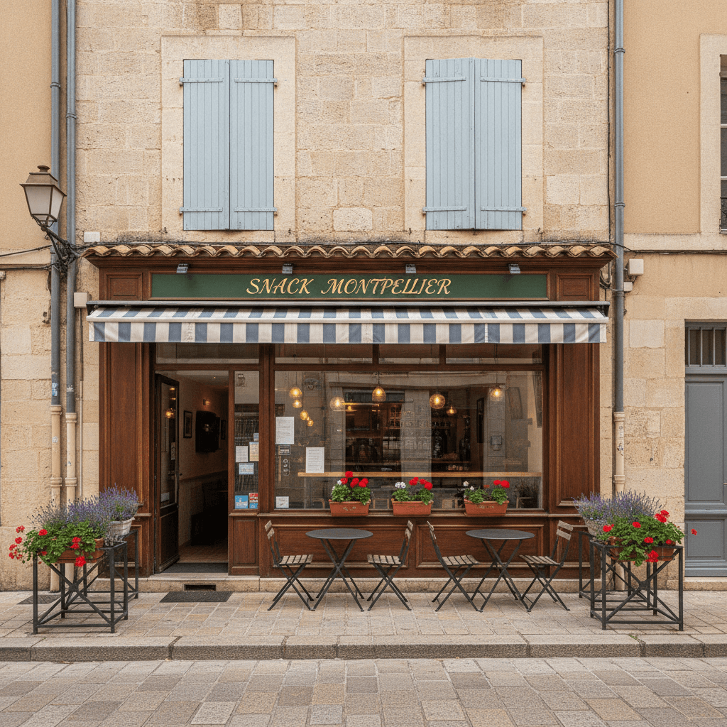 Snack 67m² à Montpellier : terrasse - cuisine équipée