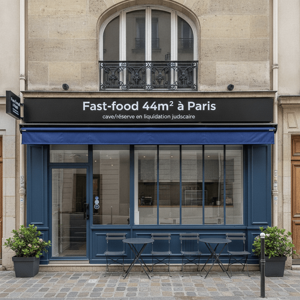 Fast-food 44m² à Paris : cave/réserve en liquidation judiciaire