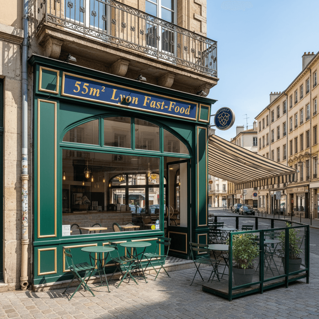 Fast-food 55m² à Lyon : terrasse - licence IV