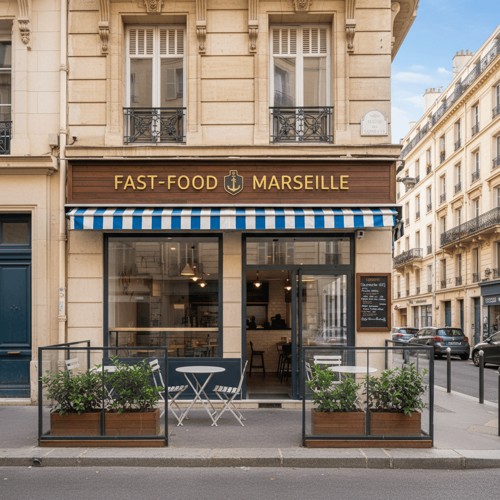 Fast-food 45m² à Marseille : terrasse - licence IV