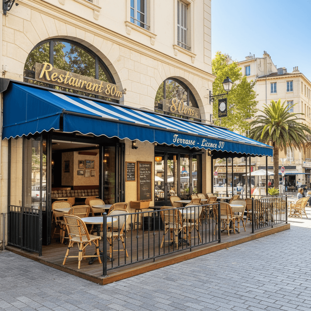 Restaurant 80m² à Marseille : terrasse - licence IV