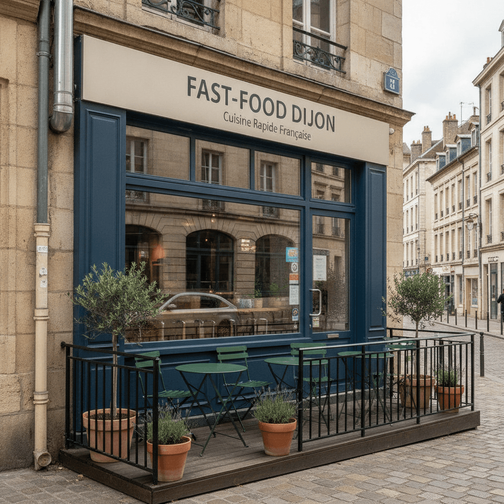 Fast-food 70m² à Dijon : terrasse - extraction
