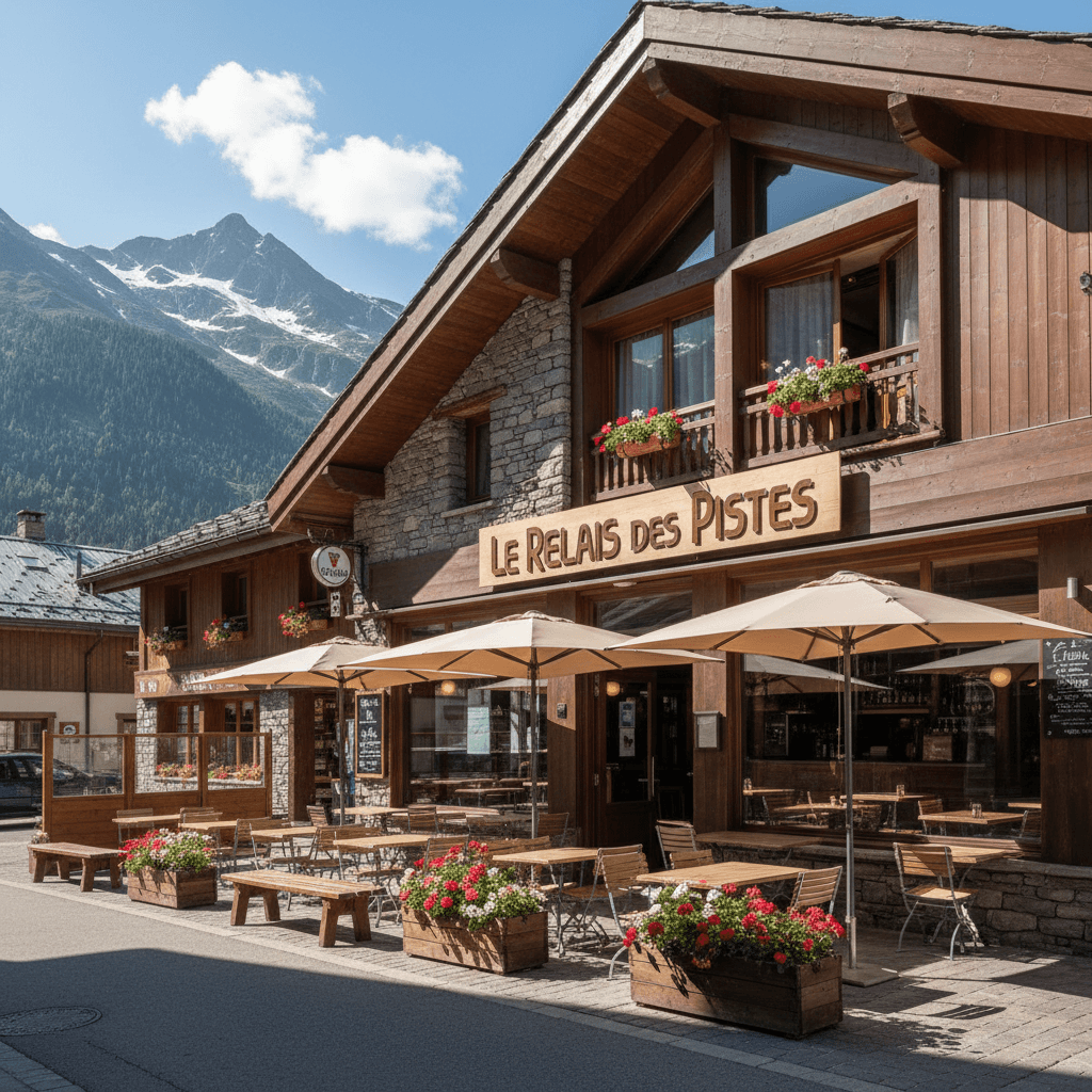 Bar-brasserie à LES CONTAMINES MONTJOIE : terrasse - licence IV - Image 1