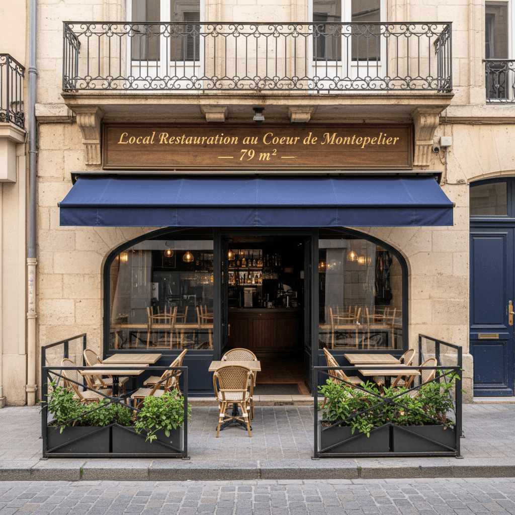 Restaurant 79m² à Montpellier : terrasse - licence IV
