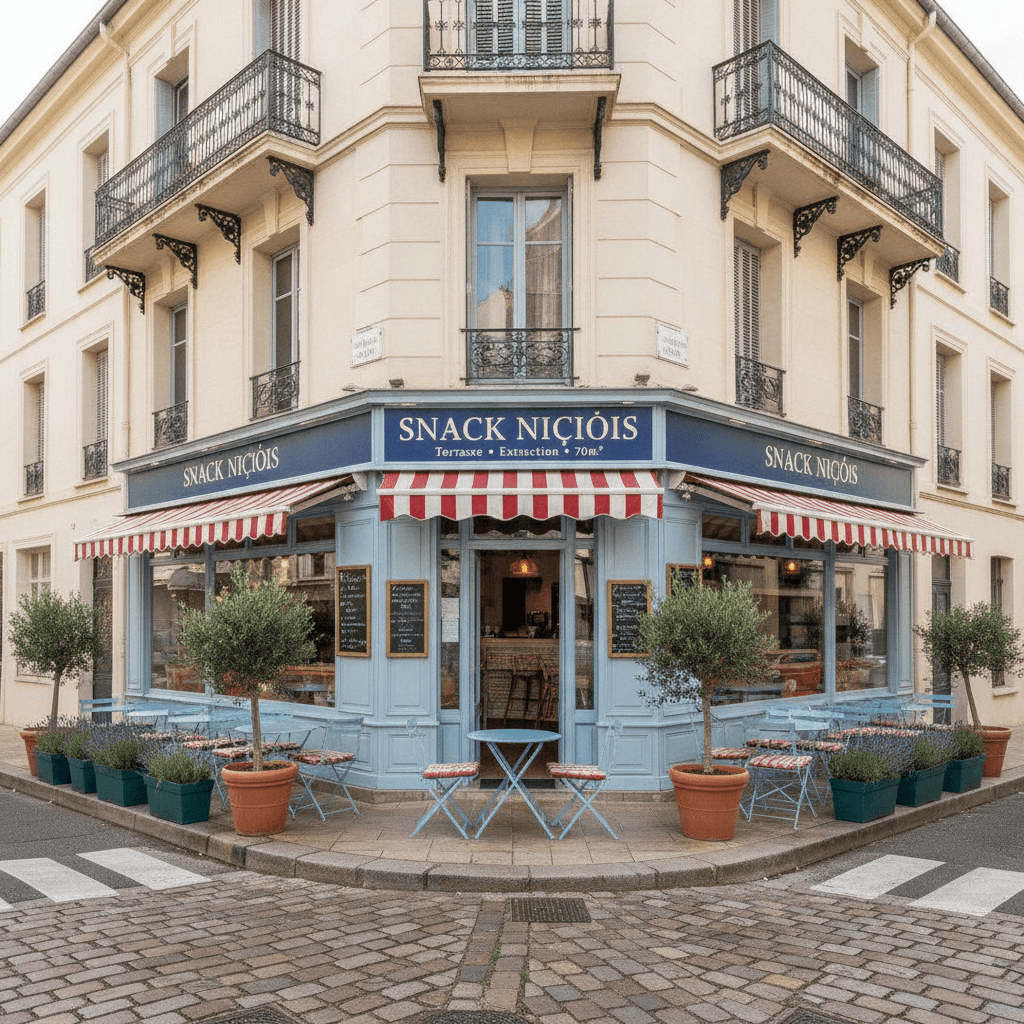 Snack 70m² à Nice : terrasse - extraction