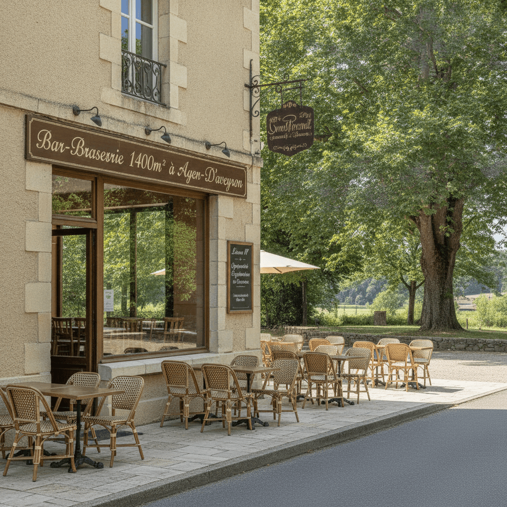 Bar-brasserie 1400m² à Agen-D'Aveyron : terrasse - licence IV - Image 1
