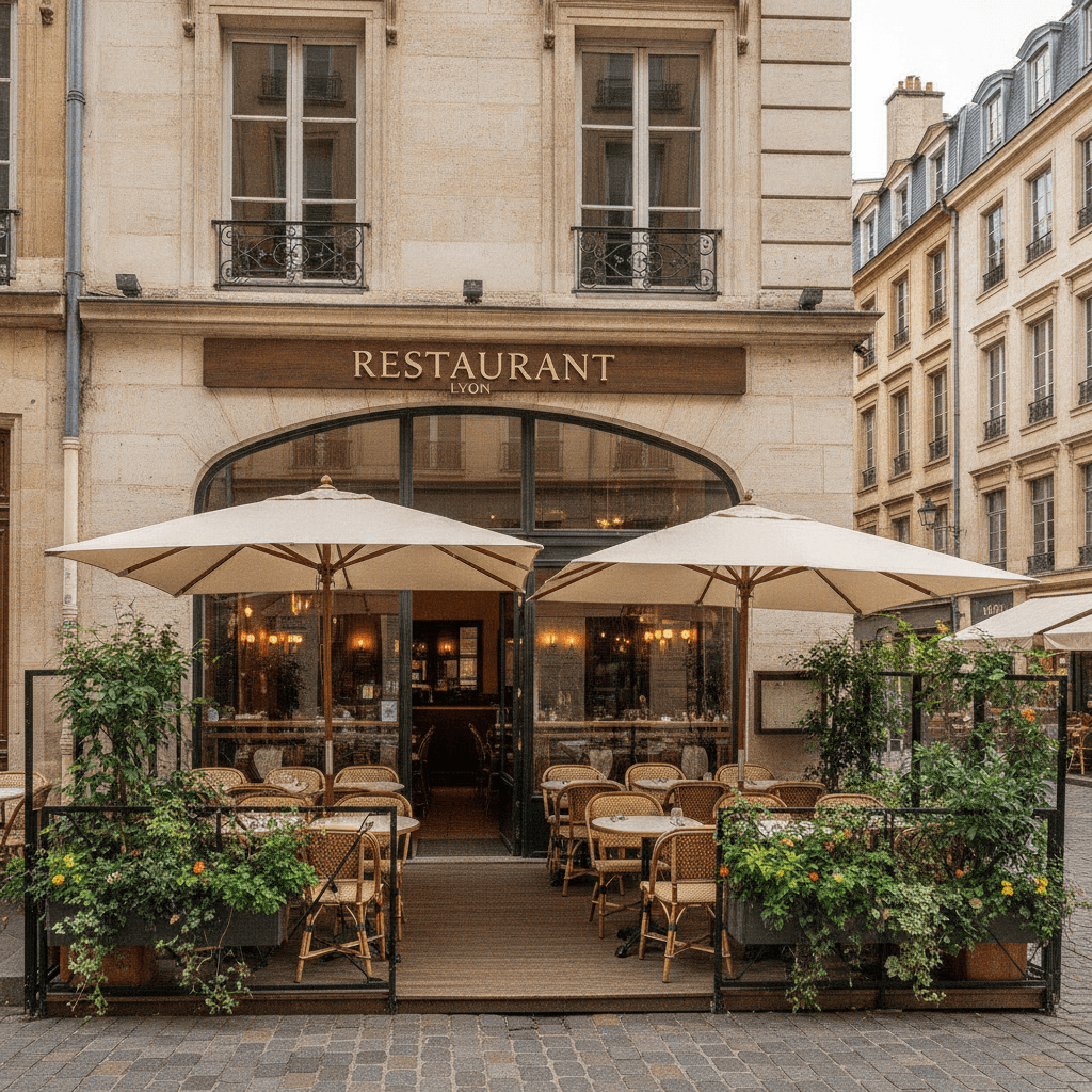 Restaurant 80m² à Lyon : terrasse - licence IV