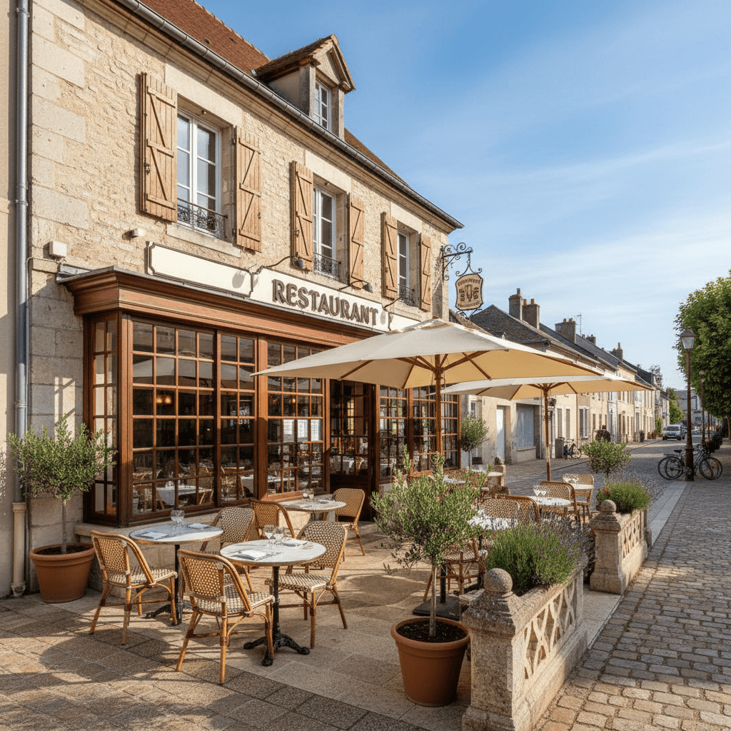 Restaurant 100 couverts à Beurlay : terrasse - licence IV - Image 1