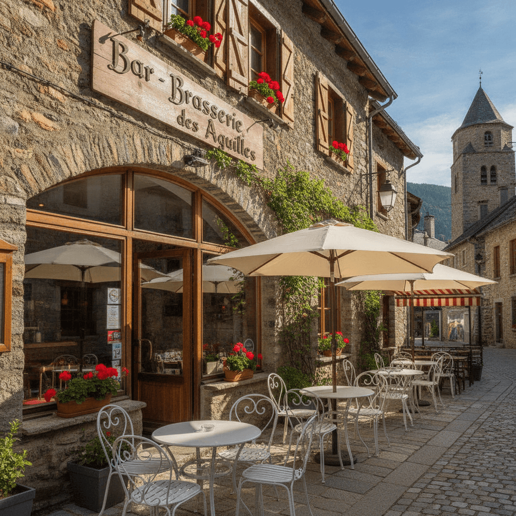 Bar-brasserie 80m² à Aiguilles : terrasse - licence IV