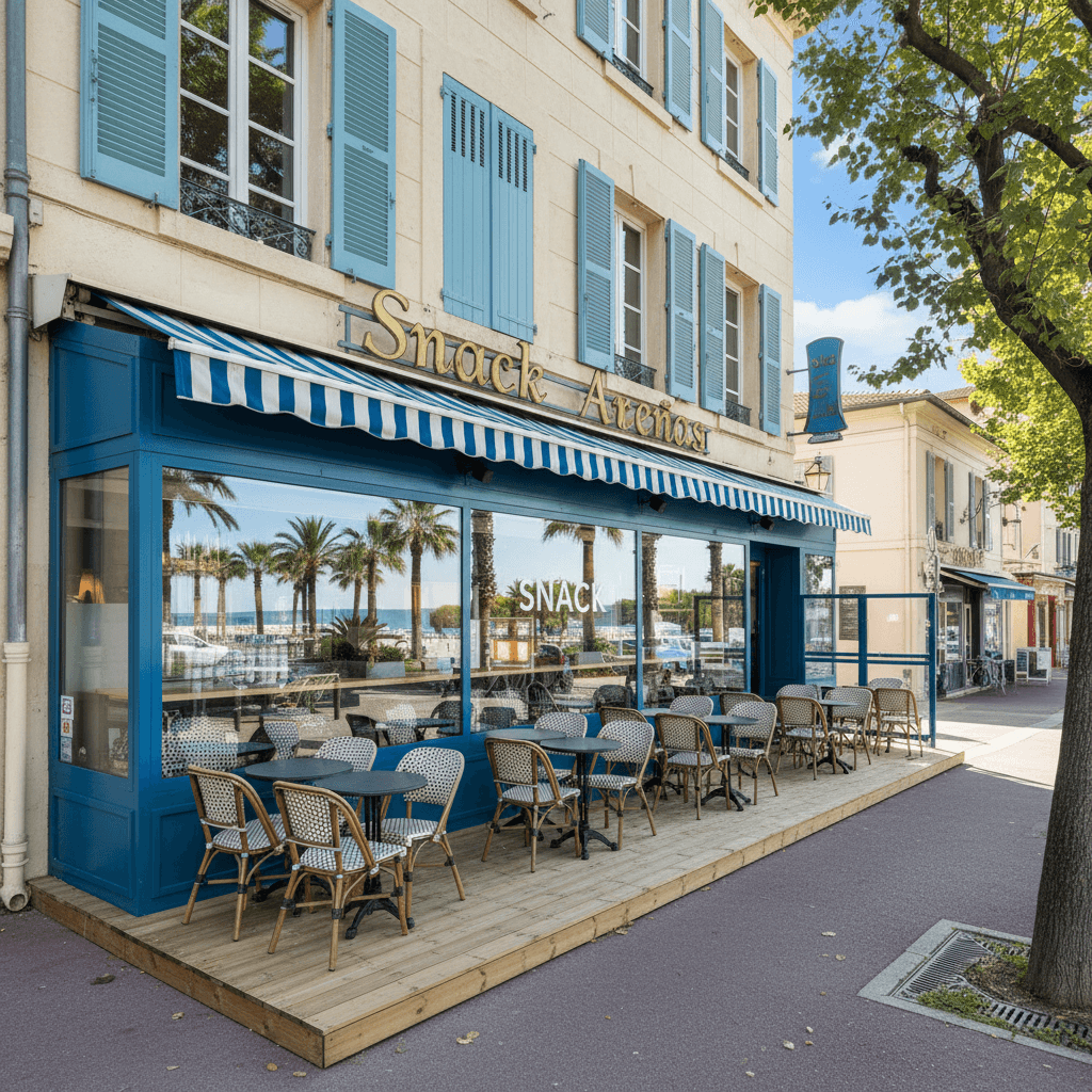Snack 125m² à Nice : terrasse - extraction