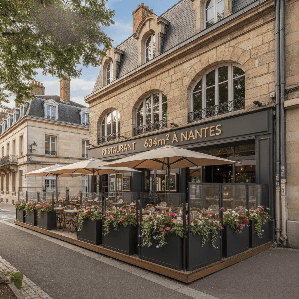 Restaurant 634m² à Nantes : terrasse - licence IV