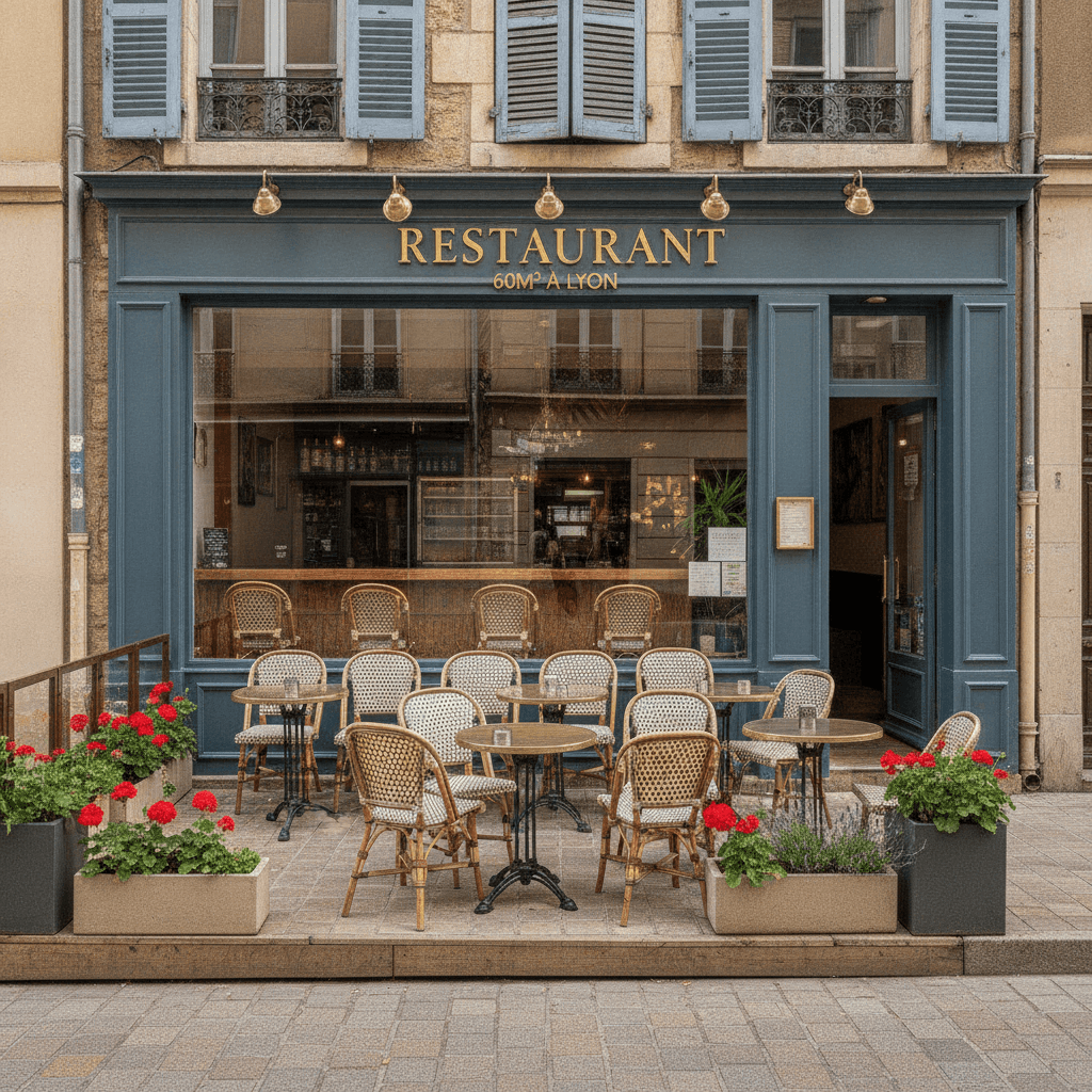 Restaurant 60m² à Lyon : terrasse - licence IV