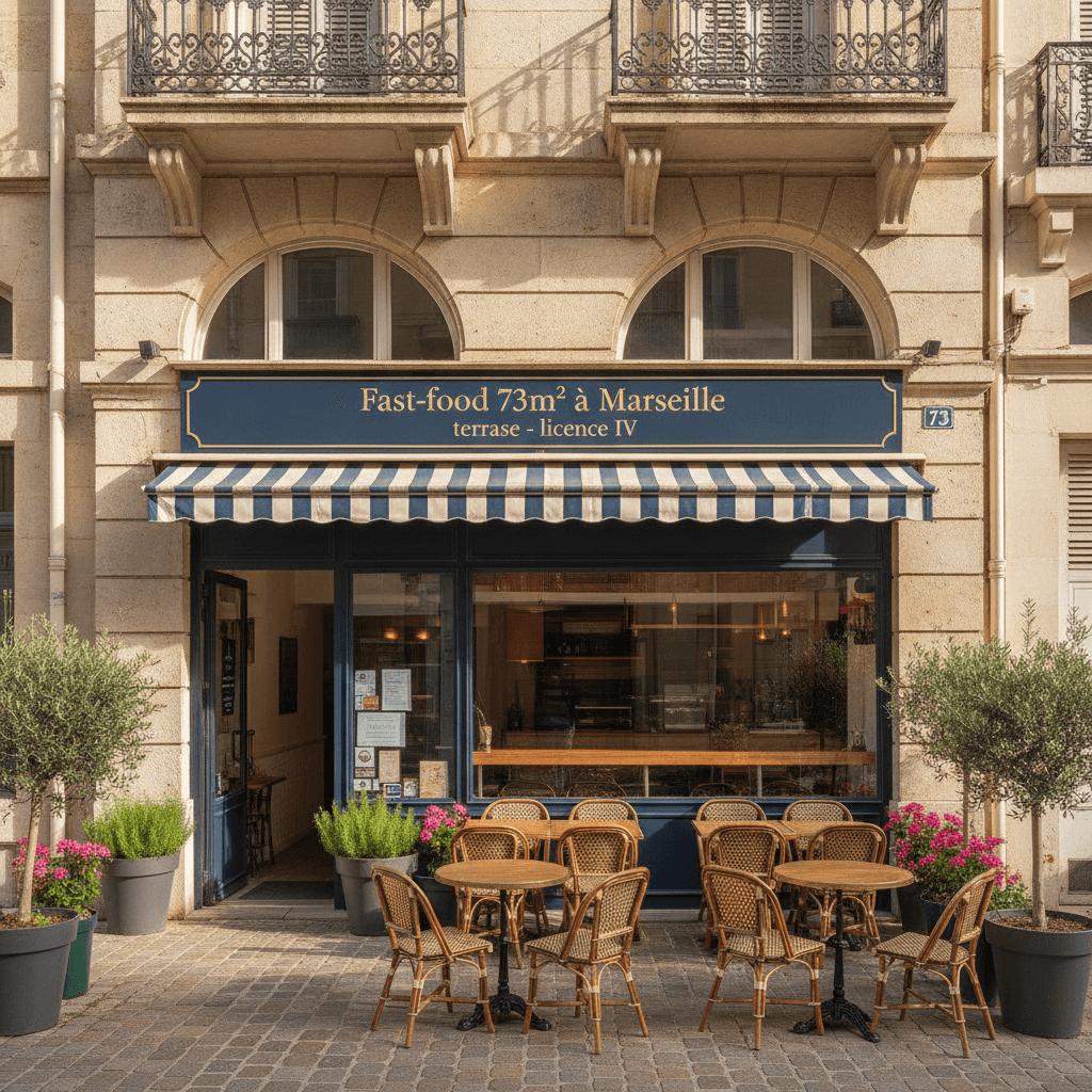 Fast-food 73m² à Marseille : terrasse - licence IV