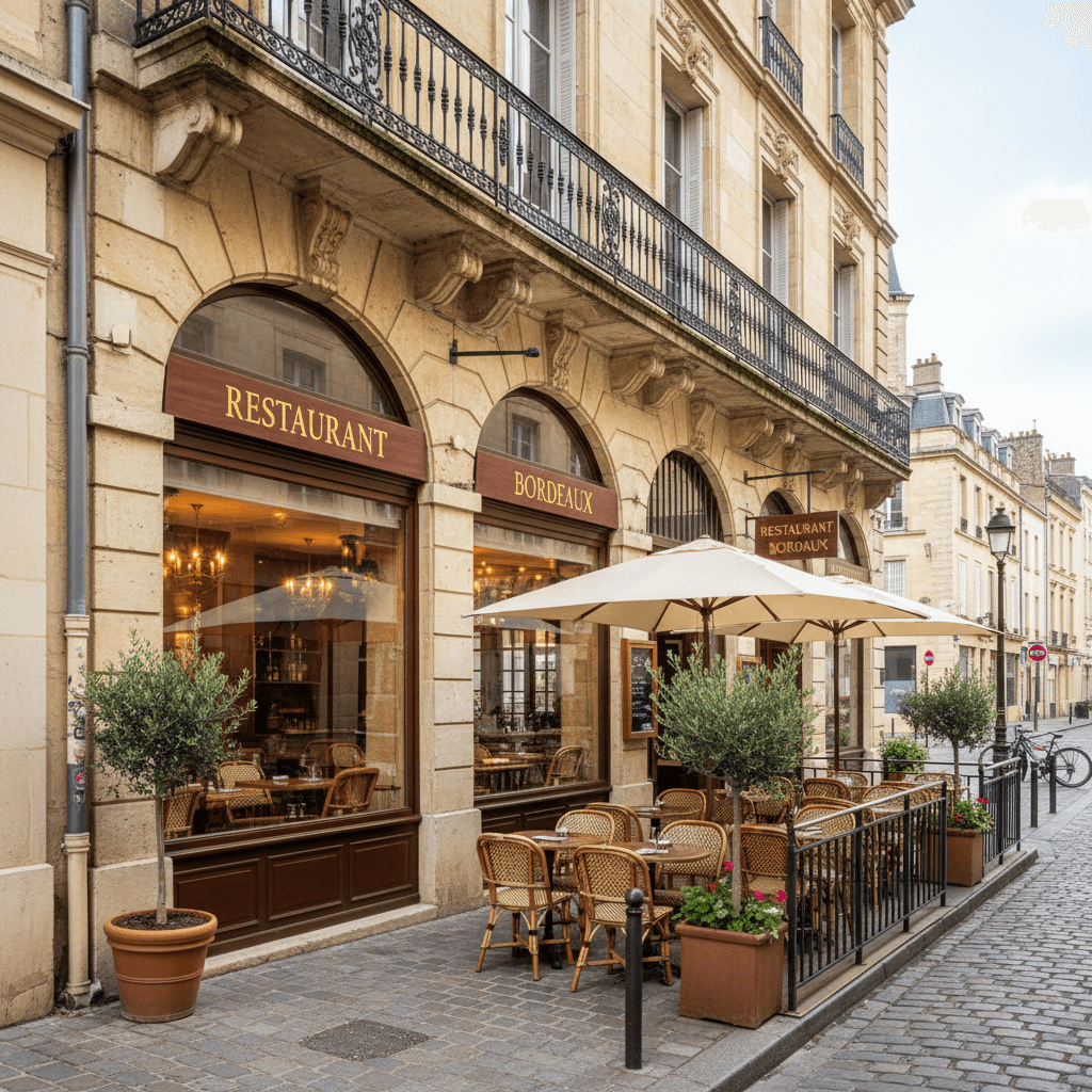 Restaurant 79m² à Bordeaux : terrasse - cuisine équipée
