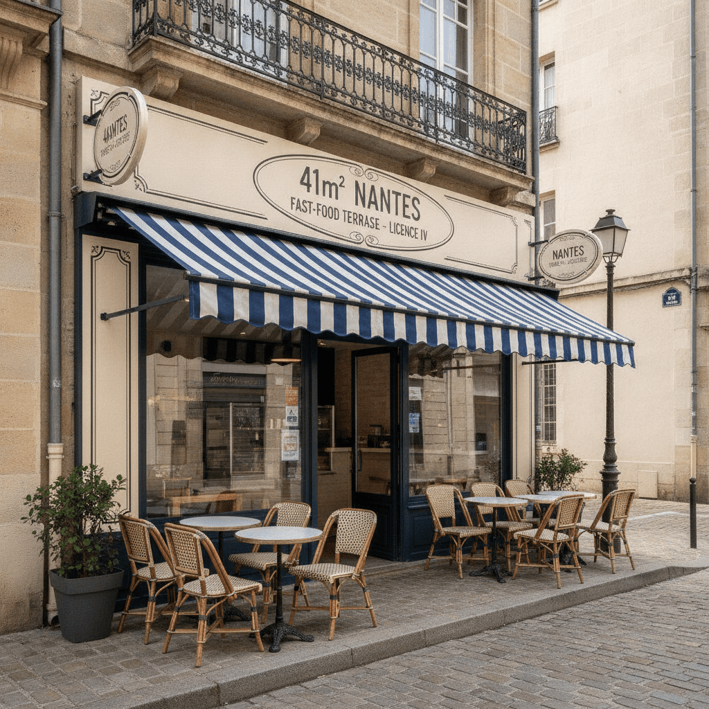 Fast-food 41m² à Nantes : terrasse - licence IV