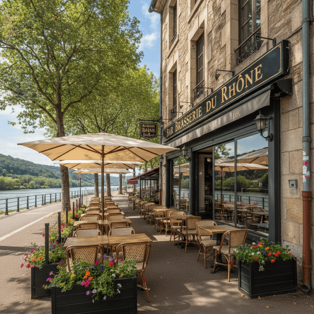 Bar-brasserie 280m² à Tournon-sur-Rhône : terrasse - licence IV - Image 1