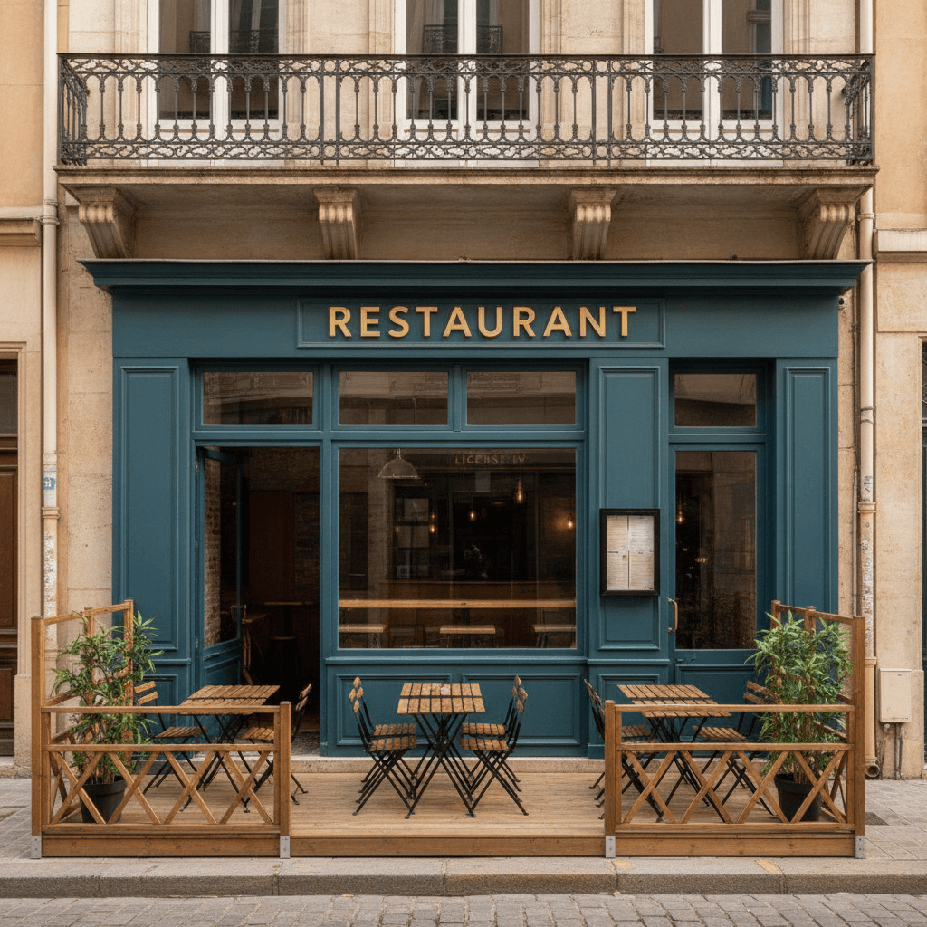 Restaurant 30 couverts à Lyon : terrasse - licence IV