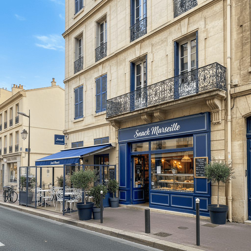 Snack 80m² à Marseille : terrasse - licence IV