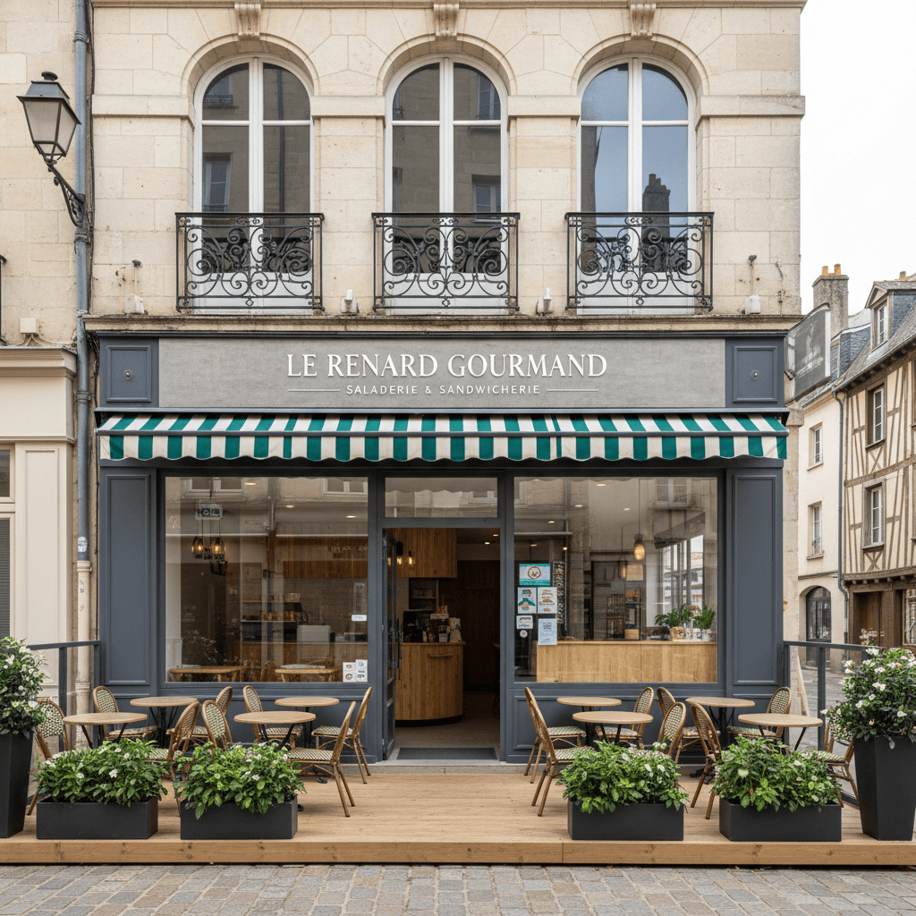 Fast-food à Rouen : terrasse - extraction