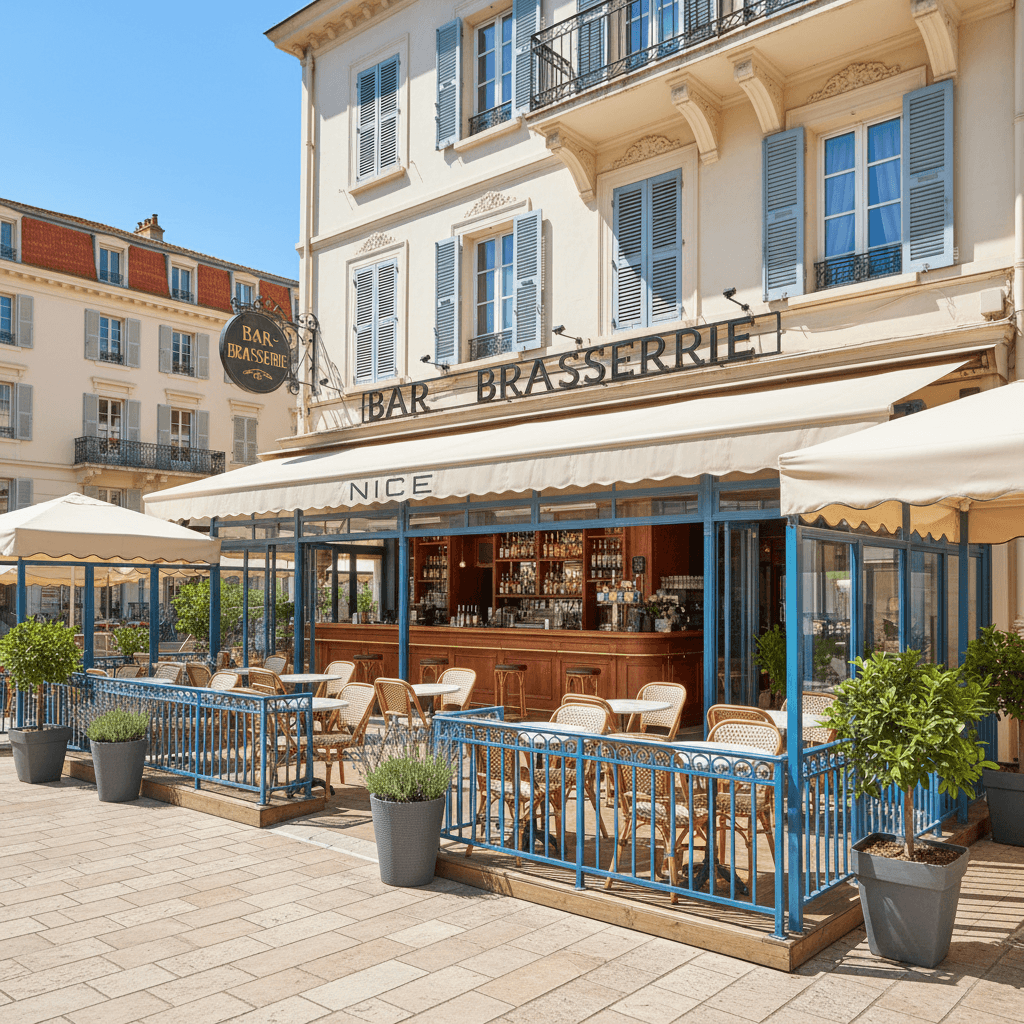 Bar-brasserie 144m² à Nice : terrasse - climatisation