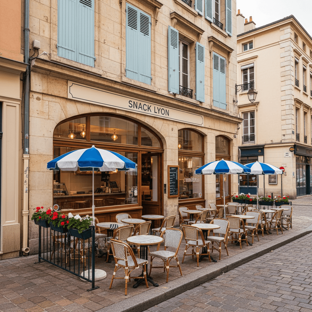 Snack 106m² à Lyon : terrasse - cuisine équipée