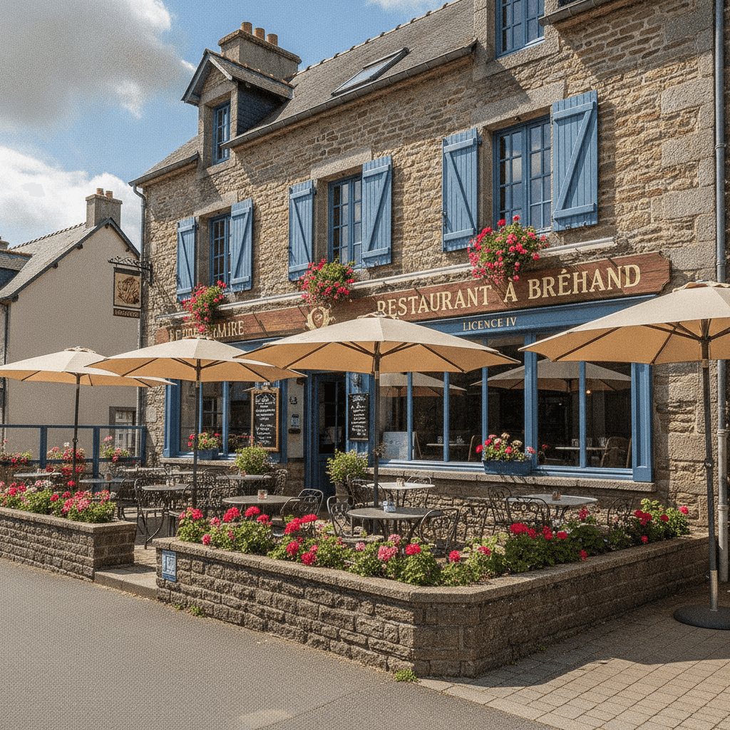 Restaurant à Bréhand : terrasse - licence IV