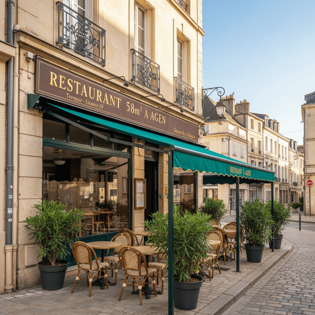 Restaurant 58m² à Agen : terrasse - licence IV