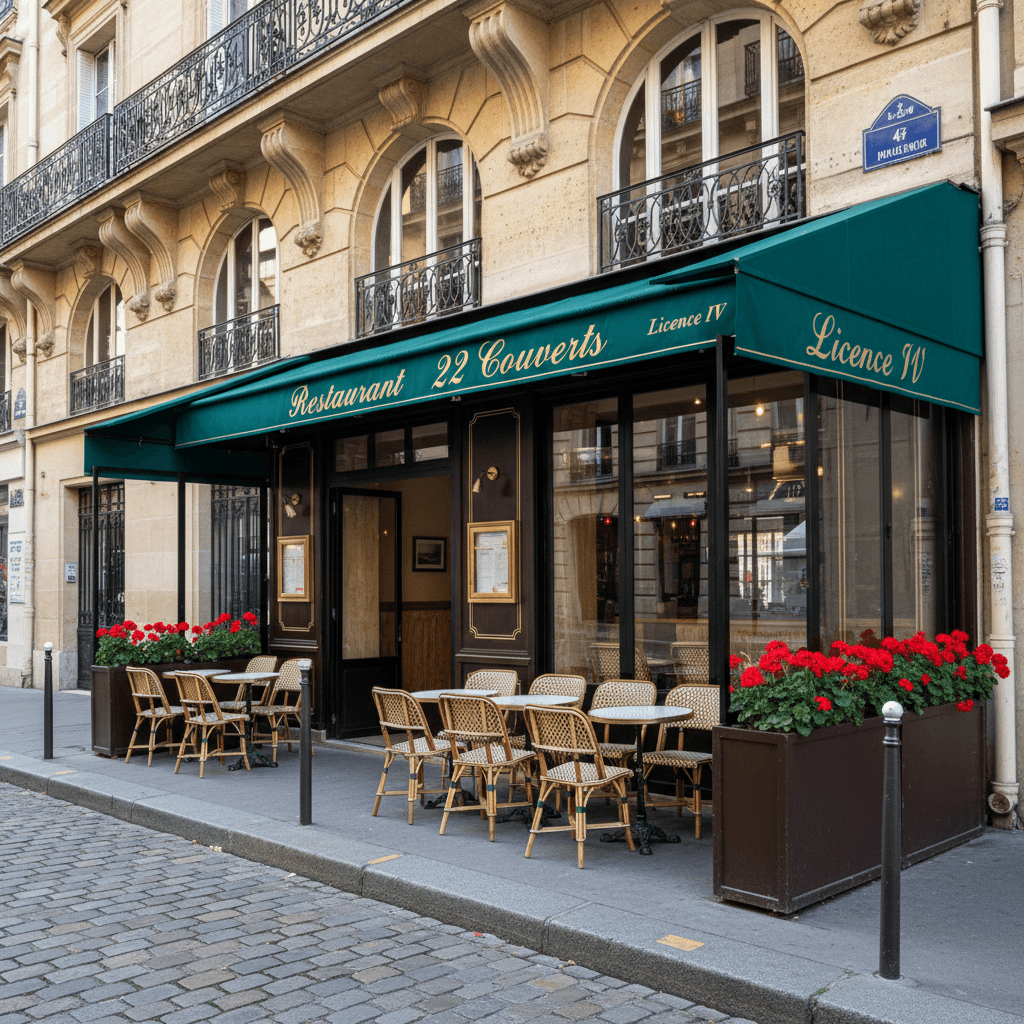 Restaurant 22 couverts à Paris : terrasse - licence IV