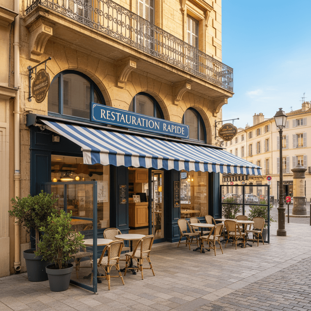 Fast-food 161m² à Marseille : terrasse - licence IV