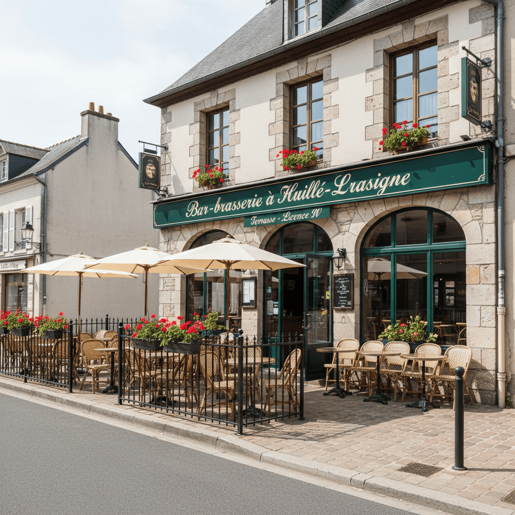Bar-brasserie à Huillé-Lézigné : terrasse - licence IV - Image 1