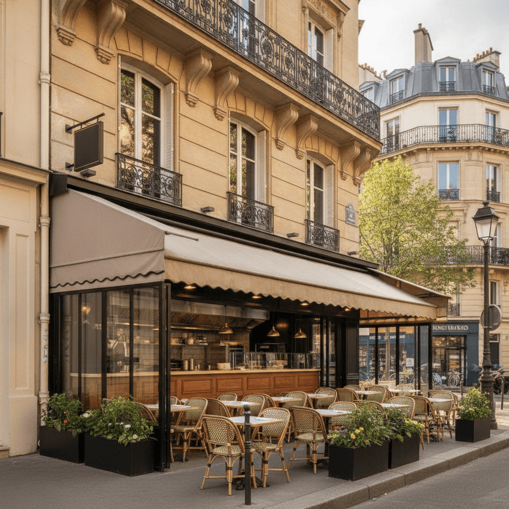 Restaurant 38 couverts à Paris : terrasse - extraction