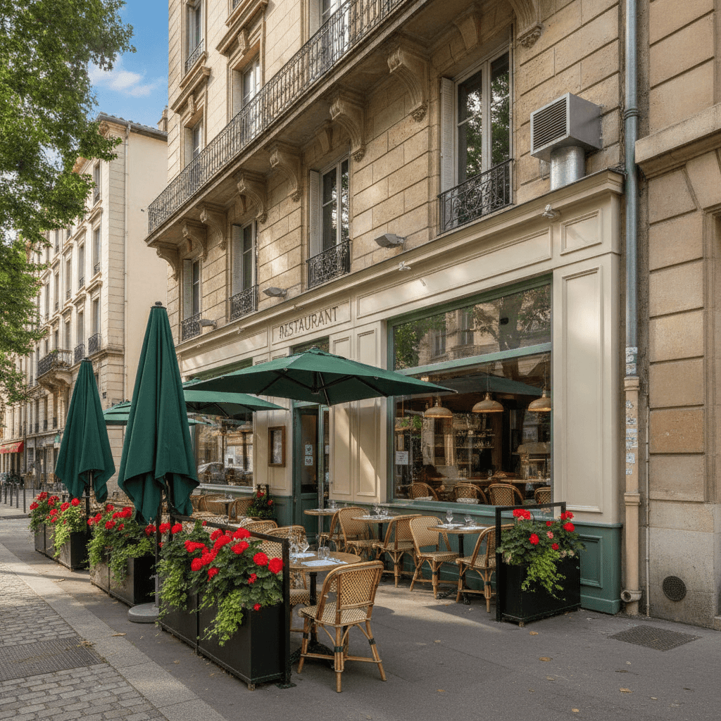 Restaurant 50 couverts à Lyon : terrasse - extraction